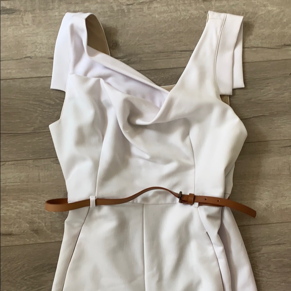 Jackie O Cap-Sleeve Belted Wide-Leg Dress Jumpsuit